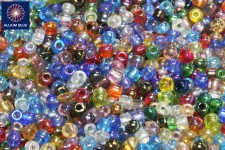 6/0 Glass Seed Bead With Transparent Colour Iridescent, Assorted, Glass Seed Bead, Mixed Color, 4mm