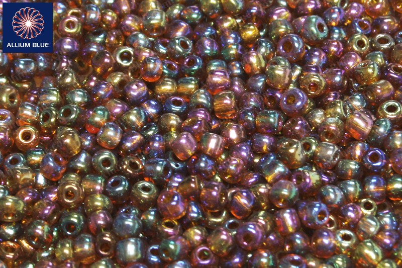 6/0 Glass Seed Bead With Transparent Colour Iridescent Coffee, Assorted, Glass Seed Bead, Mixed Color, 4mm - Click Image to Close
