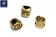 Round Symbol Bead, Plated Base Metal, Antique Brass, 9x8mm