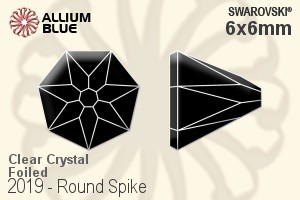 Swarovski Round Spike Flat Back No-Hotfix (2019) 6x6mm - Clear Crystal With Platinum Foiling - Click Image to Close