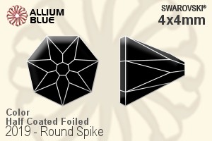 Swarovski Round Spike Flat Back No-Hotfix (2019) 4x4mm - Color (Half Coated) With Platinum Foiling - Haga Click en la Imagen para Cerrar