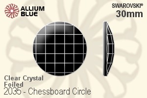Swarovski Chessboard Circle Flat Back No-Hotfix (2035) 30mm - Clear Crystal With Platinum Foiling - Click Image to Close