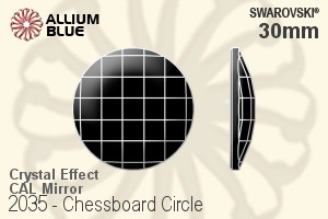 施華洛世奇 棋盤圓形 平底石 (2035) 30mm - 白色（半塗層） 無水銀底 - 關閉視窗 >> 可點擊圖片