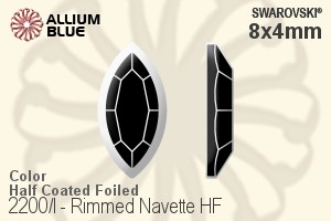 Swarovski Rimmed Navette Flat Back Hotfix (2200/I) 8x4mm - Color (Half Coated) With Aluminum Foiling - Click Image to Close