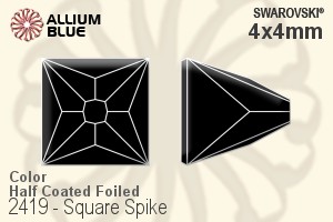 Swarovski Square Spike Flat Back No-Hotfix (2419) 4x4mm - Color (Half Coated) With Platinum Foiling - Click Image to Close