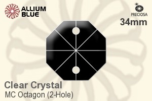 Preciosa MC Octagon (2-Hole) (2552) 34mm - Clear Crystal