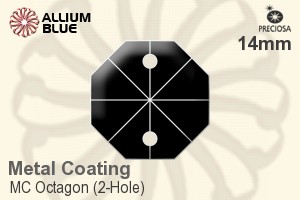 Preciosa MC Octagon (2-Hole) (2552) 14mm - Metal Coating - Haga Click en la Imagen para Cerrar