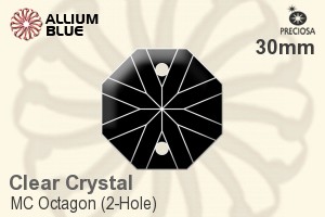 Preciosa MC Octagon (2-Hole) (2611) 30mm - Clear Crystal - Click Image to Close
