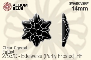 Swarovski Edelweiss (Partly Frosted) Flat Back Hotfix (2753/G) 14mm - Clear Crystal With Aluminum Foiling - Haga Click en la Imagen para Cerrar