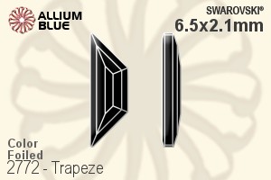 スワロフスキー Trapeze ラインストーン (2772) 6.5x2.1mm - カラー 裏面プラチナフォイル