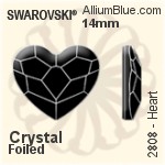 Swarovski Heart Flat Back No-Hotfix (2808) 14mm - Crystal Effect With Platinum Foiling
