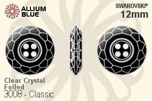 Swarovski Classic Button (3008) 12mm - Clear Crystal With Platinum Foiling