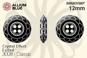 施華洛世奇 經典鈕扣 (3008) 12mm - 白色（半塗層） 白金水銀底