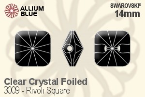 Swarovski Rivoli Square Button (3009) 14mm - Clear Crystal With Platinum Foiling - Haga Click en la Imagen para Cerrar