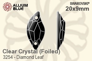 Swarovski Diamond Leaf Sew-on Stone (3254) 20x9mm - Clear Crystal With Platinum Foiling - Click Image to Close