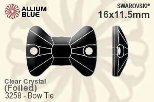 Swarovski Bow Tie Sew-on Stone (3258) 16x11.5mm - Clear Crystal With Platinum Foiling - Haga Click en la Imagen para Cerrar
