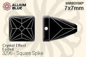 施华洛世奇 正方形 Spike 手缝石 (3296) 7x7mm - 白色（半涂层） 白金水银底 - 关闭视窗 >> 可点击图片