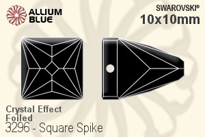 Swarovski Square Spike Sew-on Stone (3296) 10x10mm - Crystal Effect With Platinum Foiling - Click Image to Close