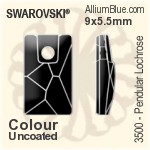 スワロフスキー Pendular Lochrose ソーオンストーン (3500) 9x5.5mm - カラー（コーティングなし） プラチナフォイル