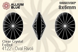 Swarovski Oval Rivoli Fancy Stone (4122) 8x6mm - Clear Crystal With Platinum Foiling