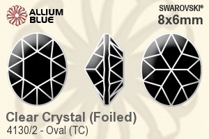 Swarovski Oval (TC) Fancy Stone (4130/2) 8x6mm - Clear Crystal With Green Gold Foiling - Haga Click en la Imagen para Cerrar