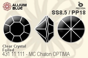 寶仕奧莎 機切尖底石 OPTIMA (431 11 111) SS8.5 / PP18 - 透明白色 金箔底 - 關閉視窗 >> 可點擊圖片