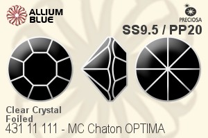 宝仕奥莎 机切尖底石 OPTIMA (431 11 111) SS9.5 / PP20 - 透明白色 金箔底