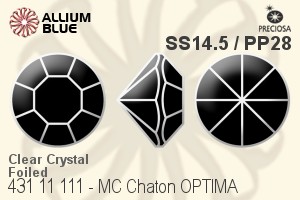 Preciosa MC Chaton OPTIMA (431 11 111) SS14.5 / PP28 - Clear Crystal With Golden Foiling