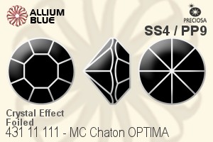 Preciosa MC Chaton (431 11 111) SS4 / PP9 - Crystal (Coated) With Silver Foiling - Haga Click en la Imagen para Cerrar
