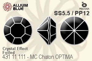 Preciosa MC Chaton OPTIMA (431 11 111) SS5.5 / PP12 - Crystal Effect With Silver Foiling - Click Image to Close