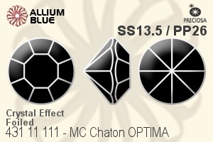 Preciosa プレシオサ MC マシーンカットチャトン OPTIMA (431 11 111) SS13.5 / PP26 - クリスタル エフェクト 裏面シルバーフォイル