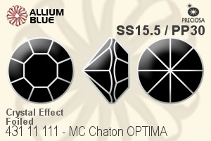 Preciosa MC Chaton OPTIMA (431 11 111) SS15.5 / PP30 - Crystal Effect With Silver Foiling - Click Image to Close