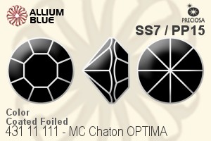 Preciosa プレシオサ MC マシーンカットチャトン OPTIMA (431 11 111) SS7 / PP15 - カラー（コーティング） 裏面ゴールドフォイル - ウインドウを閉じる