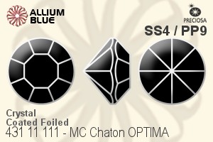 宝仕奥莎 机切尖底石 OPTIMA (431 11 111) SS4 / PP9 - 白色（镀膜） 金箔底