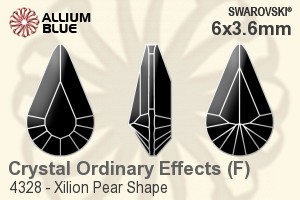 スワロフスキー XILION Pear Shape ファンシーストーン (4328) 6x3.6mm - クリスタル エフェクト 裏面プラチナフォイル - ウインドウを閉じる