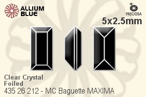 Preciosa MC Baguette MAXIMA Fancy Stone (435 26 212) 5x2.5mm - Clear Crystal With Dura™ Foiling - Haga Click en la Imagen para Cerrar