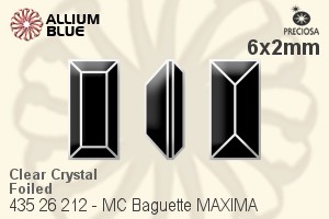 Preciosa MC Baguette MAXIMA Fancy Stone (435 26 212) 6x2mm - Clear Crystal With Dura™ Foiling