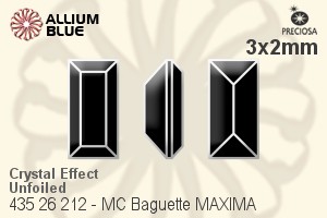 Preciosa MC Baguette MAXIMA Fancy Stone (435 26 212) 3x2mm - Crystal Effect Unfoiled