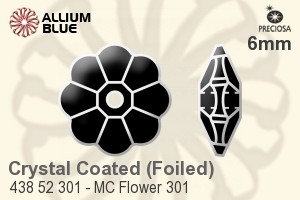 寶仕奧莎 機切Flower 301 手縫石 (438 52 301) 6mm - 白色（鍍膜） 銀箔底