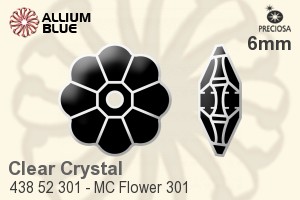 寶仕奧莎 機切Flower 301 手縫石 (438 52 301) 6mm - 透明白色 無水銀底 - 關閉視窗 >> 可點擊圖片