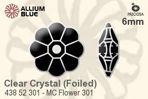 寶仕奧莎 機切Flower 301 手縫石 (438 52 301) 6mm - 透明白色 銀箔底