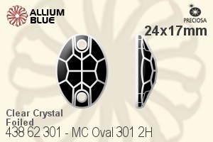 Preciosa MC Oval 301 2H Sew-on Stone (438 62 301) 24x17mm - Clear Crystal With Silver Foiling