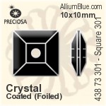 寶仕奧莎 機切正方形 301 手縫石 (438 73 301) 10x10mm - 透明白色 銀箔底
