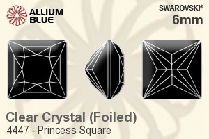 Swarovski Princess Square Fancy Stone (4447) 6mm - Clear Crystal With Platinum Foiling - Haga Click en la Imagen para Cerrar