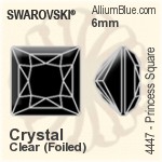 Swarovski Princess Square Fancy Stone (4447) 6mm - Crystal Effect With Platinum Foiling