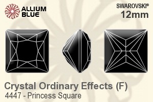 Swarovski Princess Square Fancy Stone (4447) 12mm - Crystal Effect With Platinum Foiling