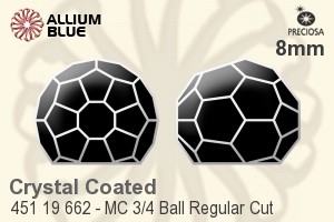 Preciosa プレシオサ MC マシーンカット3/4 Ball Regular Cut ラインストーン (451 19 662) 8mm - クリスタル エフェクト 裏面にホイル無し