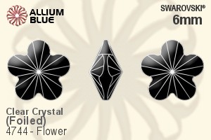 Swarovski Flower Fancy Stone (4744) 6mm - Clear Crystal With Platinum Foiling - Click Image to Close
