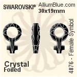 施華洛世奇 Female Symbol 花式石 (4876) 18x11.5mm - 透明白色 無水銀底