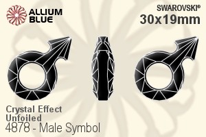 Swarovski Male Symbol Fancy Stone (4878) 30x19mm - Crystal Effect Unfoiled - Click Image to Close